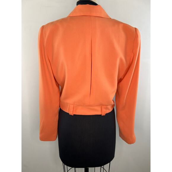 VINTAGE BANU Paris Orange Long Sleeve Oversize Collar Zip Front Jacket Size 10 - Picture 5 of 8
